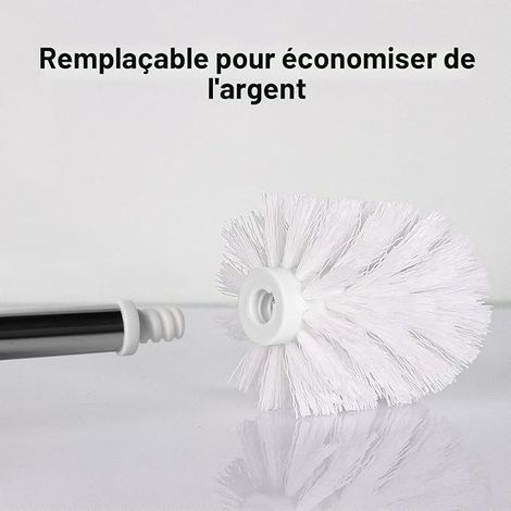 Toilet Brush with Stainless Steel Handle - Effective Toilet Cleaning White (1/4)