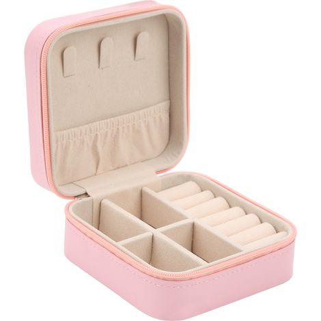 Boîte à bijoux de voyage en cuir PU, portable avec rangement compartimenté, doublure douce, organisateur de bracelets et bijoux pour femmes. (1/5)