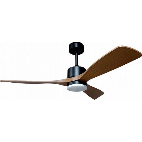 Ventilateur de Plafond LED 18W CCT Noir et Bois avec Télécommande Ø122cm - SILUMEN (1/5)