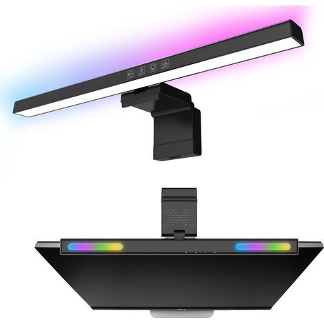 Applique de salle de bain-Light Bar with RGB Backlight,RGB Monitor Light Screen Light Bar, LED Computer Night Light with Eye Caring,No Glare, Touch Control, PC Desk Lamps for Home/Office/Gaming (1/5)