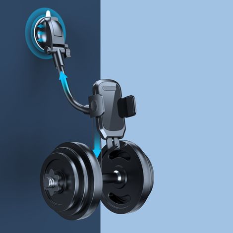 Flexibler Schwanenhals-Autotelefonhalter, Halterungen für Armaturenbrett und Windschutzscheibe, starker Saugnapf, grau, für Pkw und Lkw (1/5)