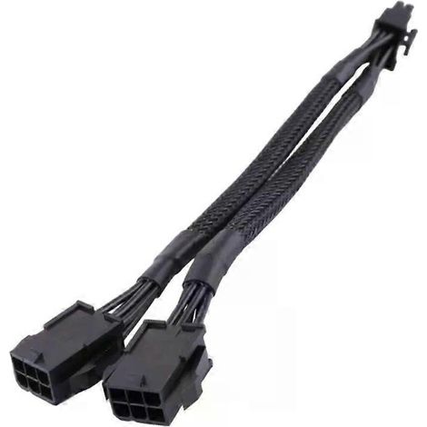 8-Pin-Stecker auf zwei 6-Pin-Buchsen-Kabeladapter (20 cm) – Stromverteilerkabel für 8-Pin-CPU-Anschluss und PCI-Express-Anschluss für Grafikkarte (1/4)