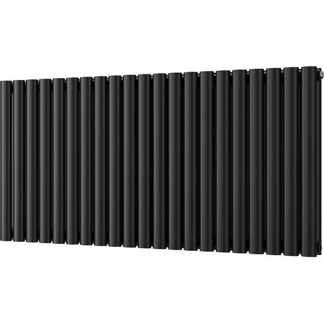 Omeara - Black Horizontal Radiator H600mm x W1218mm Double Panel