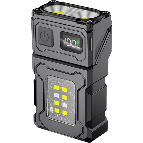 Linterna LED de 2 piezas, recargable, mini luz de trabajo de 800 lúmenes, linterna EDC compacta, con clip trasero, diseño magnético, para emergencias, paseos con perros