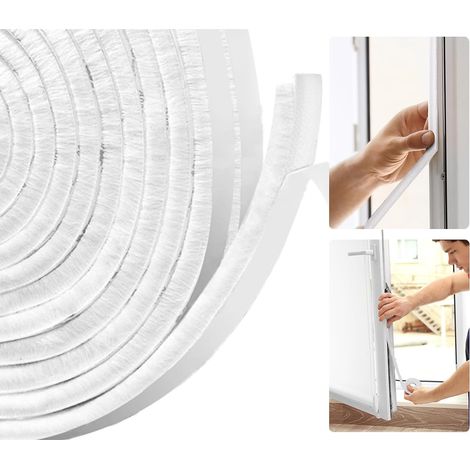 Selbstklebender Türdichtungsstreifen für Fenster und Schiebetüren, 5 m (L) x 9 mm (B) x 9 mm (T) – Weiß