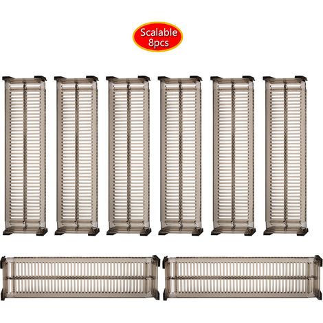 Séparateurs de tiroirs extensibles et réglables, organisateur de vêtements, adaptés aux armoires, cuisines et bureaux, 27,5-518 cm, lot de 8 (1/5)