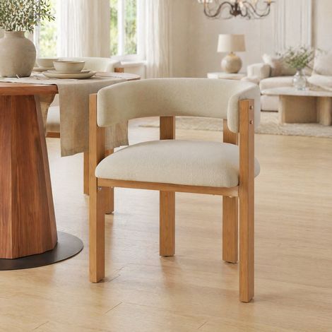 Lot de 4 chaises 47x48x72,5 cm en tissu beige, ergonomiques pour salle à manger – MEUBLIV (1/5)