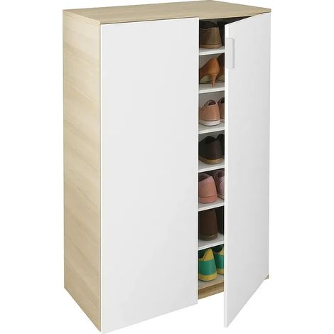 Scarpiera 2 Ante 72x36x103 cm Rovere Bianco Artik con 6 Ripiani (1/4)
