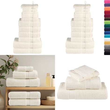 12 tlg. Premium-Handtuch-Set SOLUND Creme 600 g/m² - Premium Handtuch - Baumwolle Handtuch (1/5)