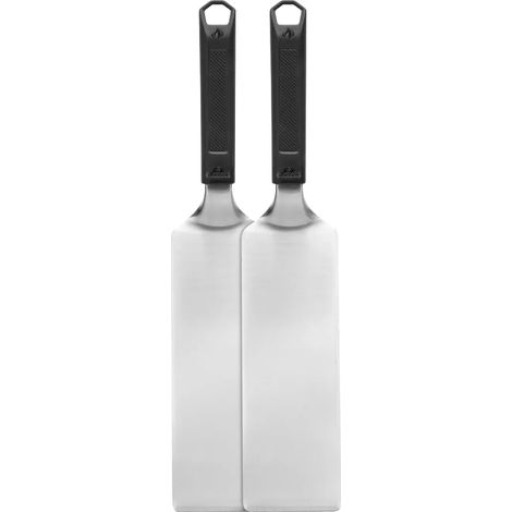 Set 2 spatules à bords biseautés pour plancha  - Inox