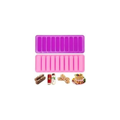 2 Pcs Moule Moule En Silicone Avec Des Creux De 10 Antiadhésive Came Backformfür Des Barres De Céréales, Barres De Chocolat, Muffin (1/4)