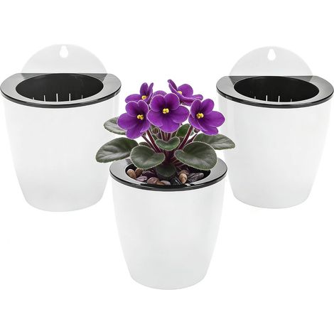 Lot de 3 Pots de jardinière Suspendus à arrosage Automatique Fenêtre de Jardin Verticale Montage Suspendu Herbes de Cuisine Balcon Balustrade Étagère Clôture Chambre Treillis (3Petit) (1/5)