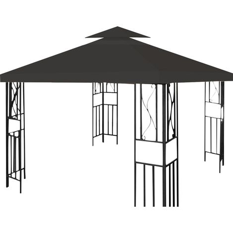 Randaco Techo de repuesto para pabellón 3x3 m, doble techo con salida de chimenea, funda de poliéster 300D, protección UV, antracita