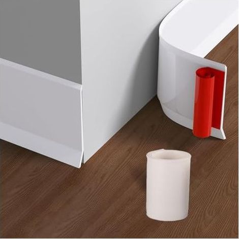 Plinthe PVC autocollante pour cuisine et salle de bain, bande flexible et adhésive, largeur 10 cm (blanche, 3 m) (1/5)