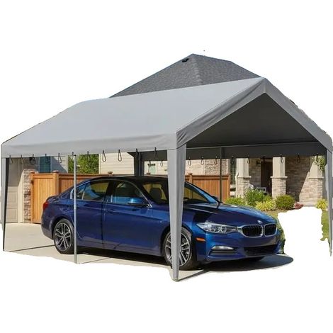 Tente de garage carport, tissu imperméable, installation facile, Gris (1/2)