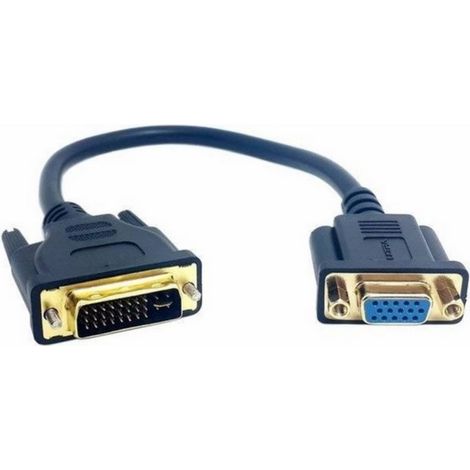 cable DVI-D activo a VGA, conectores chapados en oro, blindado con PVC, 30 cm, para monitor y proyector (1/5)