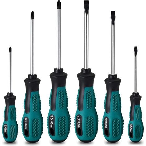 High quality 6-piece Chrom-Vanadium-Schraubendreher-Set mit magnetischem Schraubendreher, bestehend aus 3 Schlitz- und 3 Kreuzschlitzschraubendrehern (1/5)