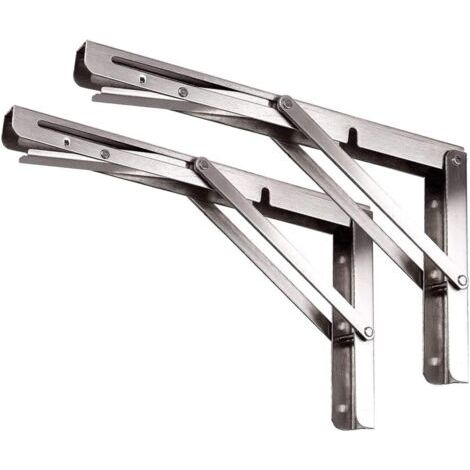 Équerre Pliante 300 mm,Support Console Pliable En Acier Inoxydable,Equerre Pour Etagere Murale(2 pièces avec vis de fixation) (1/5)