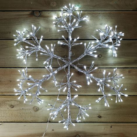 Premier 60cm Silver Starburst Snowflake Wall Window Decoration with 300 White LEDs (1/5)