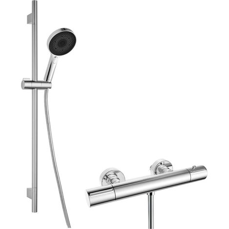 kielle Oudee - Duschset mit Thermostatarmatur, Stange, Schlauch und Handbrause EcoSpare, Chrom 20602SNT10 (1/5)