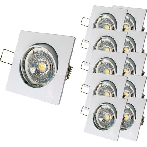 Lampesecoenergie – Lot de 10 spots encastrables orientables LED GU10 230V – Blanc chaud 3000K – Angle de diffusion 38° – Diamètre 81mm – 7W équivalent 50W halogène (1/4)