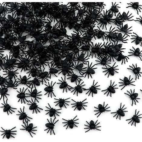 AGE 150pcs Araignée Réaliste Décoration d'halloween, Plastique Mini Araignée Noir Réaliste Effrayant Araignée Farce Halloween Décorations de Maison Hantée pour Halloween Fêtes Blanc chaud