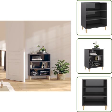 Sideboard Hochglanz-Grau 57x35x70 cm Holzwerkstoff - Schreibtischregal - Wohnzimmerregale - Grau Sideboard - Holzschrank - Bücherregal (1/5)