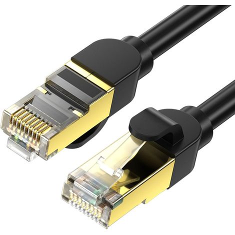 Câble Ethernet Cat 8, 40 Gbps 2000 MHz Professionnel Double Blindage Robuste 26 AWG 3,3 Pieds, 9,8 Pieds, 16,4 Pieds, 33 Pieds Connecteur RJ45 Câble Internet Cat 8, pour (1M) (1/5)