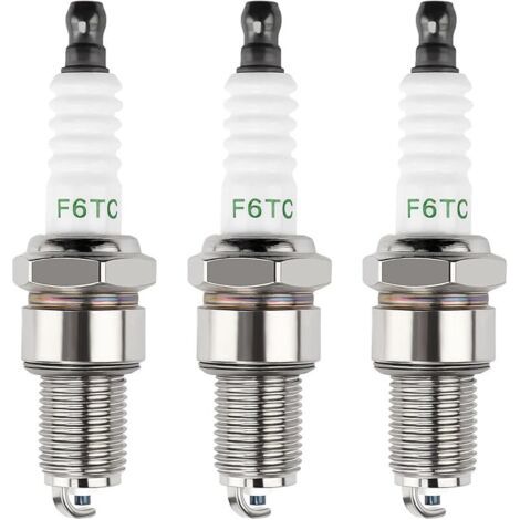 Pair 3 Pièces Bougies d'allumage F6TC, Tondeuse Bougie d'Allumage, Bougie d'allumage Borne Solide Remplacer F6TC / F7TC, pour GX120 GX200 GX240 Go Kart Polissage de Travail du Sol de Vélo 168F (1/5)