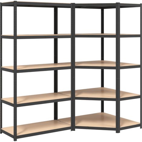 Scaffali Resistenti 5 Ripiani 2pz Grigio Acciaio e Multistrato vidaXL (1/5)