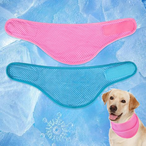 Juego de 2 pañuelos refrescantes instantáneos para perros, bufanda refrescante para mascotas, collar refrescante, rosa y azul. (1/5)