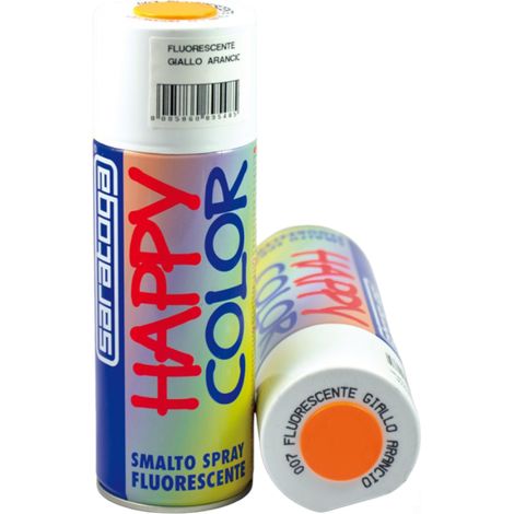 SMALTO VERNICE SPRAY HAPPY COLOR FLUORESCENTE GIALLO ARANCIO 400ml SARATOGA