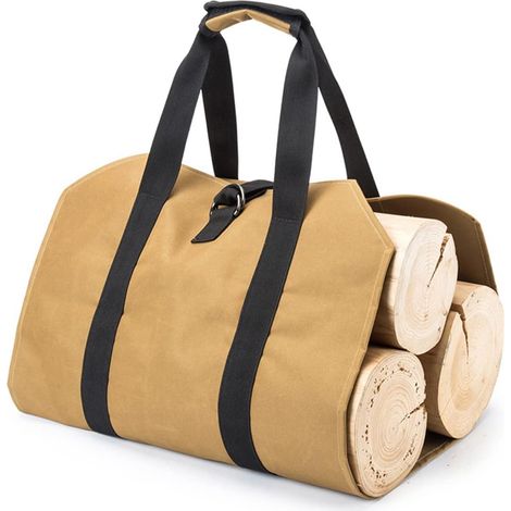 Toile Sac à Bûche Cheminée, Grande Capacité Toile Sac à Bûche Sac De Transport De Bûches En Toile Résistant à Eau Toile Bois De Chauffage Sac à Bûches Pliant pour Intérieur Cheminée Jardin (1/5)