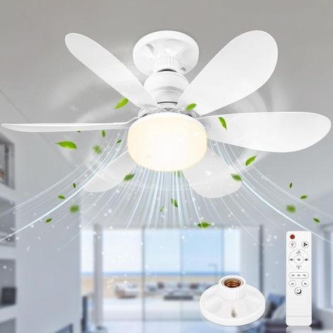Ventilateur de plafond silencieux 52 cm avec lumière LED dimmable – 6 pales – 3 vitesses – Minuterie intégrée – Télécommande incluse
