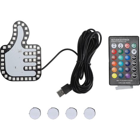 Lumière de Doigt de Voiture Amusante avec Télécommande, Geste de la Main LED pour Voiture, Lumière de Geste de la Main pour Voiture, Panneau LED Road Rage pour Voiture, (1/5)