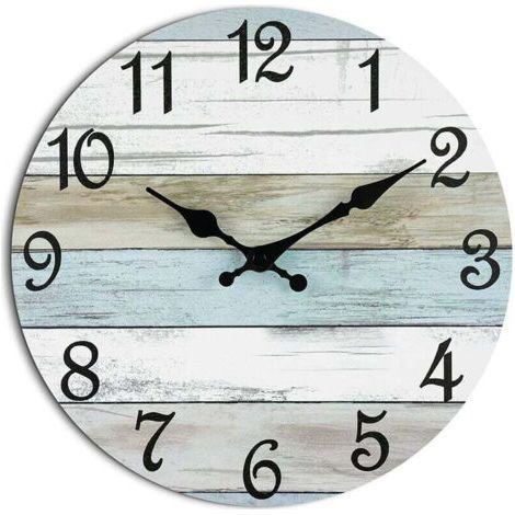 25 cm Wanduhr – Batteriebetriebene, geräuschlose Wanduhr, kein Ticken, dekorative rustikale Wanduhr im Küstenstil für Badezimmer, Küche, Schlafzimmer, Wohnzimmer (1/4)