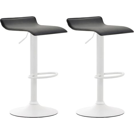 Set di 2 sgabelli da bar dal design minimalista con altezza regolabile e poggiapiedi in similpelle nera e metallo bianco 100006403