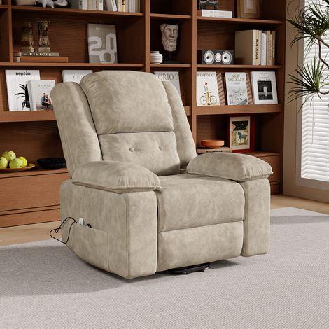 FOERPL-Fauteuil Inclinable Électrique avec 8 Points de Massage et 2 Points de Chauffage, Fauteuil Électrique Relax avec Inclinable Jusqu'à 160° Chaise de Relaxation avec Repose-pieds, USB