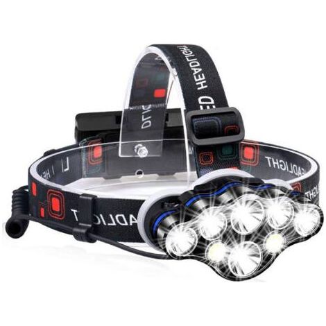 TAISHENGDA Torcia frontale, super luminosa, 8 LED, 13000 lumen, regolabile, impermeabile, ricaricabile tramite USB, per campeggio, pesca, pesca sportiva, trotto e pesca a traina. (1/5)