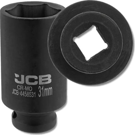 Chiave a bussola a impatto profonda JCB da 1/2" in acciaio Cr-Mo a 6 punte da 31 mm