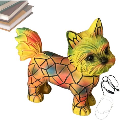 Lampe Chien Rechargeable USB, Résine, Vintage, Décorative (1/5)