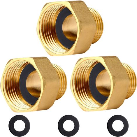 Réduction G1/2" à G3/4" en laiton,3 pièces Rallonge de réduction G1/2" extérieur(Ø20,3mm) x G3/4" intérieur(Ø24mm),Mamelon à manchon réduit F/M avec joint en caoutchouc (1/5)
