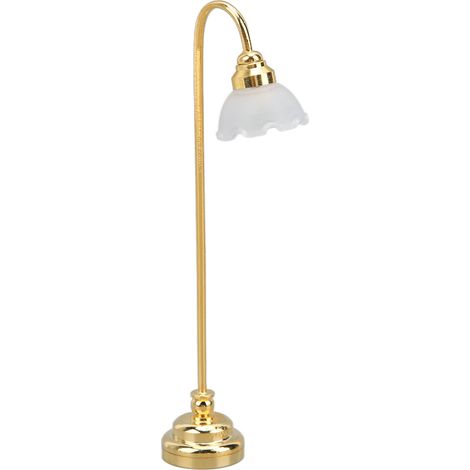 Lampe de sol miniature pour maison de poupée, magnifique lampe de sol dorée à motif floral, échelle 1/12. Meuble miniature pour la décoration de maison de poupée. (1/5)