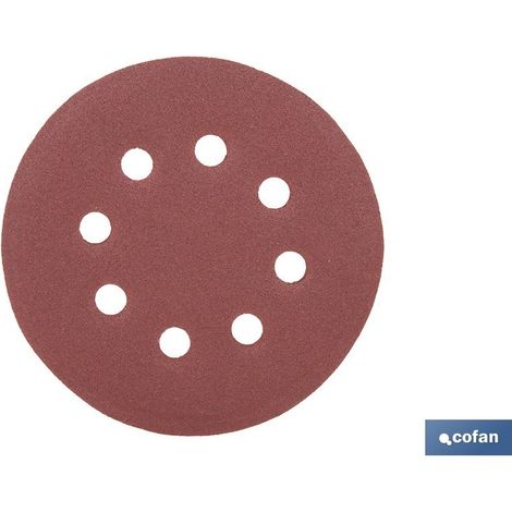 Pack de 5 unités de disques de ponçage pour ponceuse orbitale 8 trous Ø125 mm G 180 (1/4)
