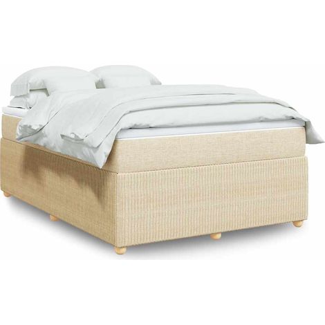 Boxspringbett mit Matratze Creme 140x190 cm Stoff