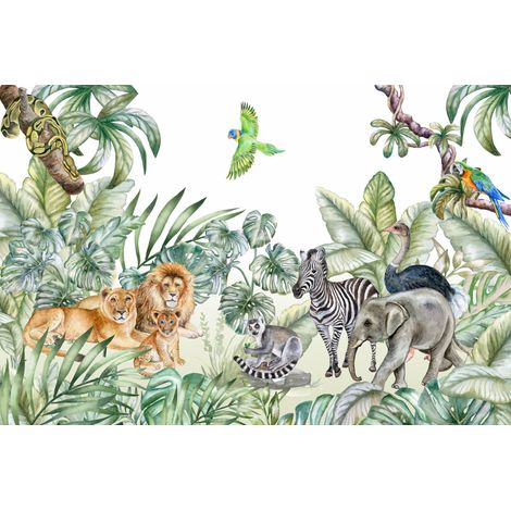 Fotomural infantil de animales de safari y selva tropical M036 200x135 (1/5)