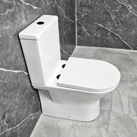 Toilet with Black Flush Button & Hinges Molly Rimless WC Inc Soft Close Seat (1/4)