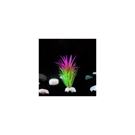(C) Pianta artificiale per acquario (11 x 2 x 3 cm) - Decorazione per acquario - Pianta in plastica su base - Crezuo