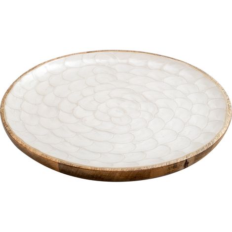 Signes Grimalt Große Tellerboxen und Tabletts  Ovaler weißer Teller – 3 x 28 x 28 cm