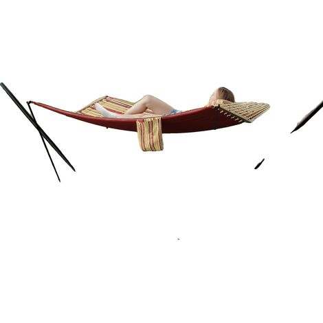 Hamaca, capacidad de carga de 450 kg, dimensiones 365 cm x 132 cm x 110 cm, poliéster resistente al desgarro, montaje sin herramientas, estructura de acero resistente a la intemperie. (1/5)